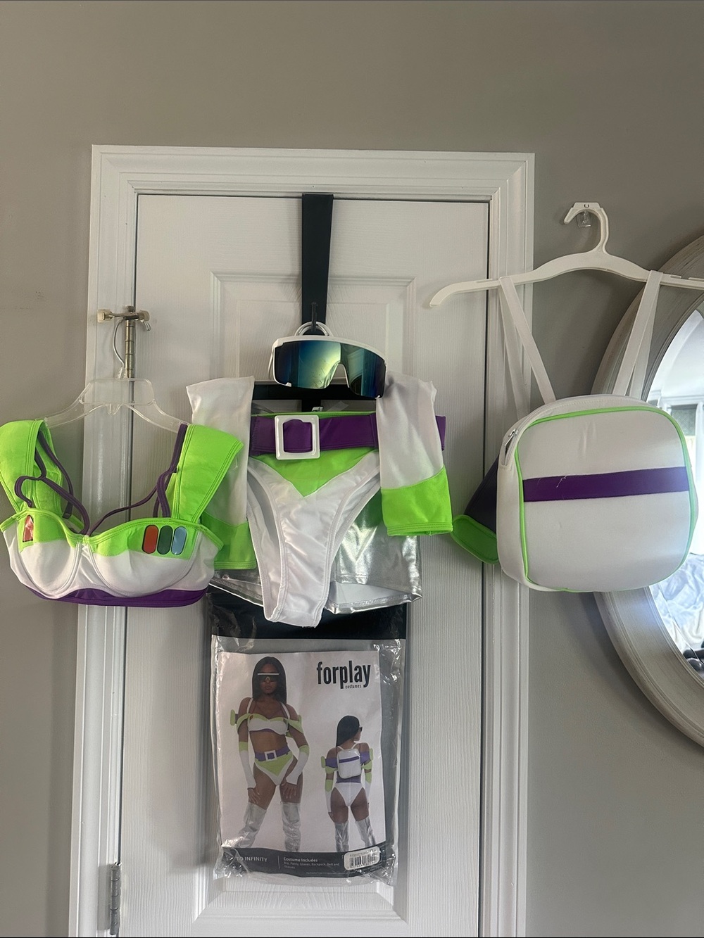 Forplay White, Neon Green & Purple Space Patrol Costume Set